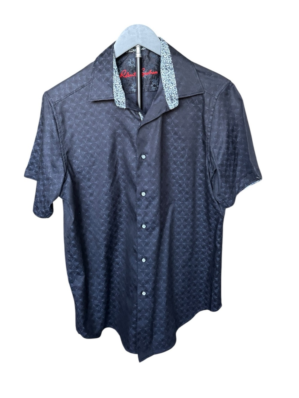 Robert Graham Black Jacquard Button Front Shirt Men’s M Classic Fit Cotton